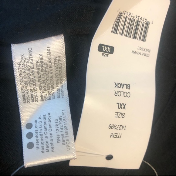 Three Dots Quilted Knit Jacket Size XXL Black Full Zip Pockets NWT - Picture 5 of 7